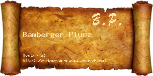Bamberger Piusz névjegykártya
